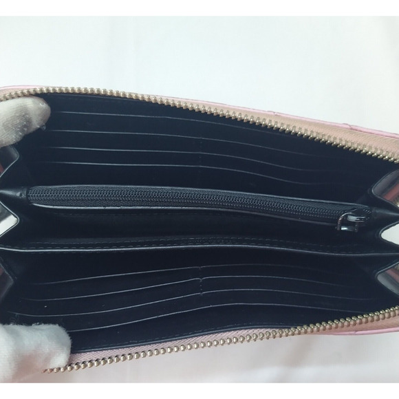 Rebecca Minkoff Pink Leather Chevron Quilted Zip Around Credit Card Wallet - Picture 8 of 16